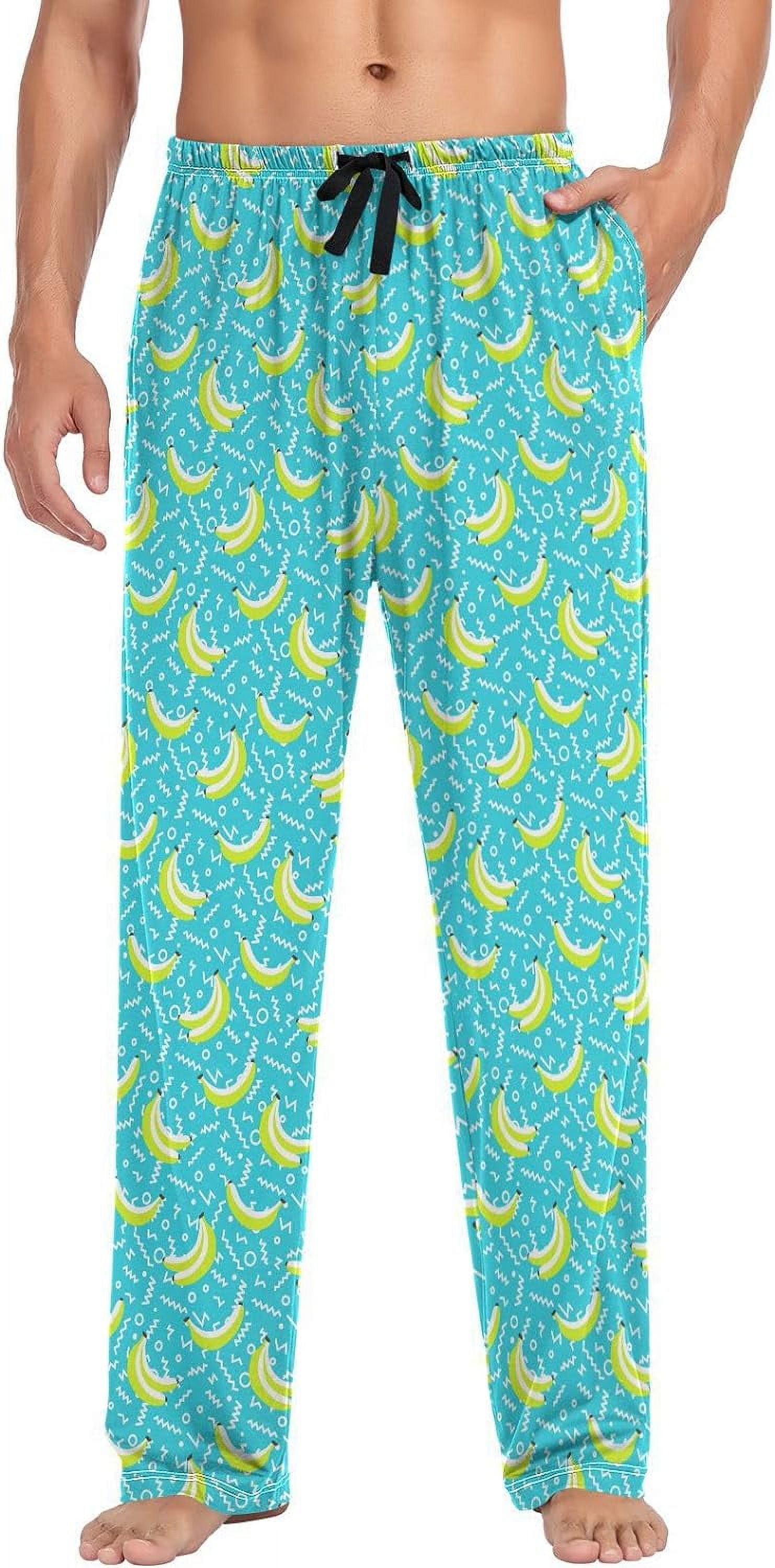 FREEAMG Blue Banana Pajama Pants for Men, Men's Separate Bottoms, Pure ...