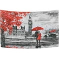 thumbnail image 1 of FREEAMG Bus Bridge Red Couple Tapestry Aesthetic Tapestry Wall Hanging for Home Decor 80" x 60" Inches, 1 of 6