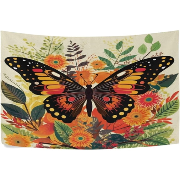 FREEAMG Butterfly Colourful Tapestry Hippie Wall Hanging Tapestries Aesthetic Decorative for Living Room Bedroom Ceiling 90x60In