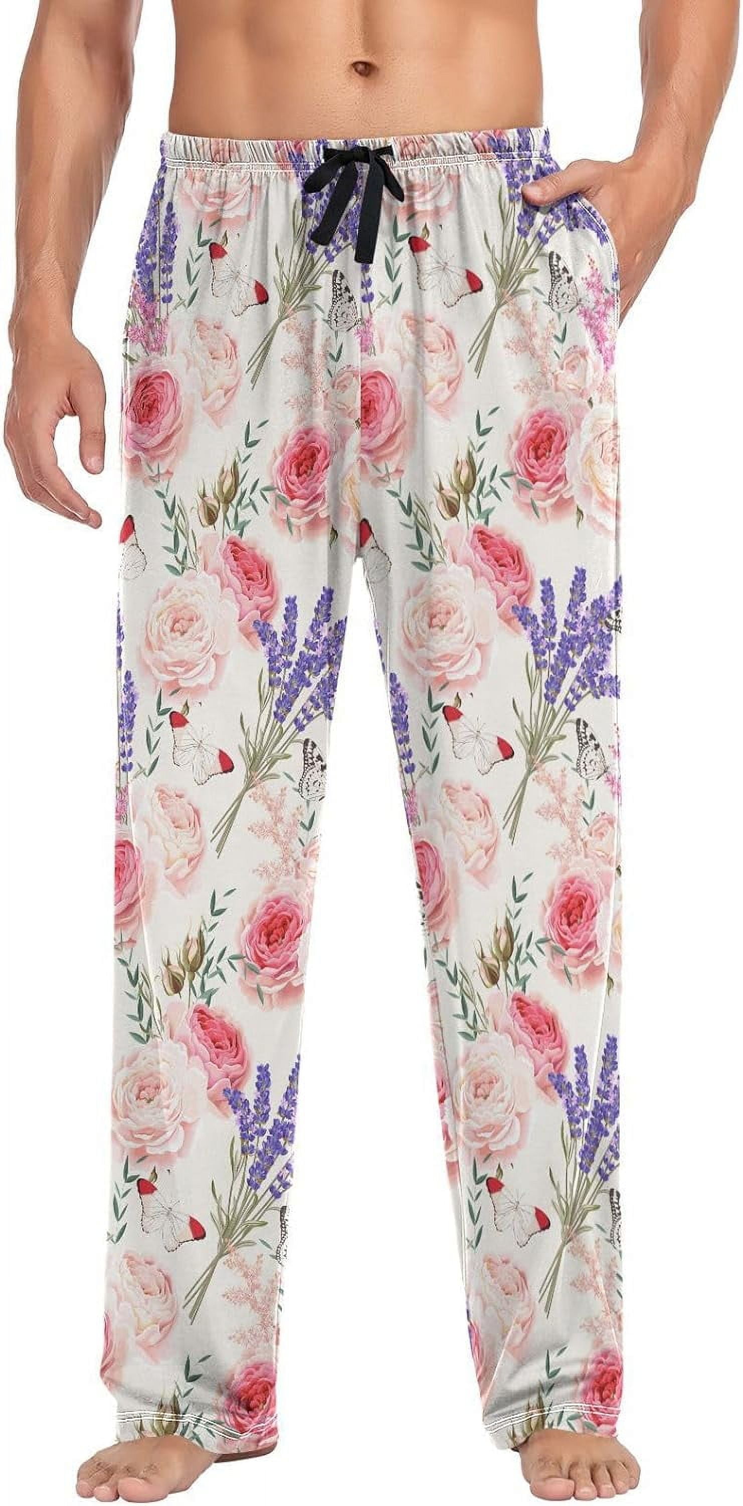 FREEAMG Butterfly Lavender Flower Pajama Pants for Men Men s Separate Bottoms Pure Cotton Comfortable Lounge Pants 463 Walmart