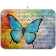 thumbnail image 1 of FREEAMG Butterfly Musical Notes Dish Drying Mat for Kitchen Counter, Ultra Absorbent Reversible Microfiber Dishes Drying Rack Pad Heat-resistant Mats 18x24in, 1 of 7