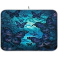 thumbnail image 1 of FREEAMG Butterfly Purple Dish Drying Mat for Kitchen Counter, Ultra Absorbent Reversible Microfiber Dishes Drying Rack Pad Heat-resistant Mats 18x24in, 1 of 7