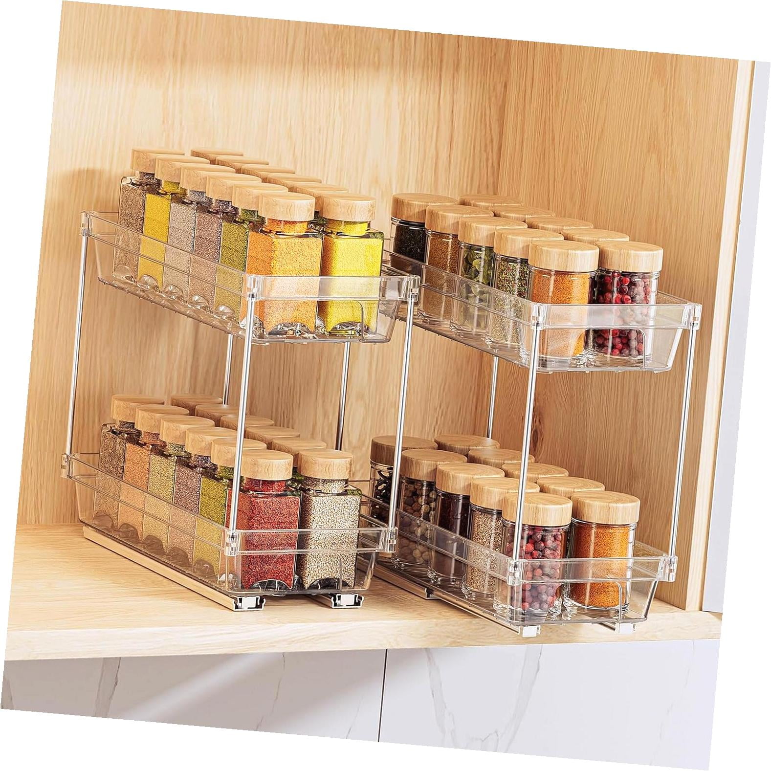 FREEAMG Cabinet Spice Organizer - 2-Pack, Sliding Spice Rack for ...