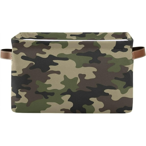 FREEAMG Camouflage Storage Basket, Durable Canvas Organizer With Handles Large Collapsible Storage Bins Boxes for Home Office - 2 Pack