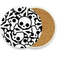 thumbnail image 1 of FREEAMG Cartoon Skull Coasters for Drinks Set of 2, Absorbent Ceramic Drink Coaster with Cork Base for Wooden Coffee Table, Cool Housewarming Gift for Home Decor, 1 of 5