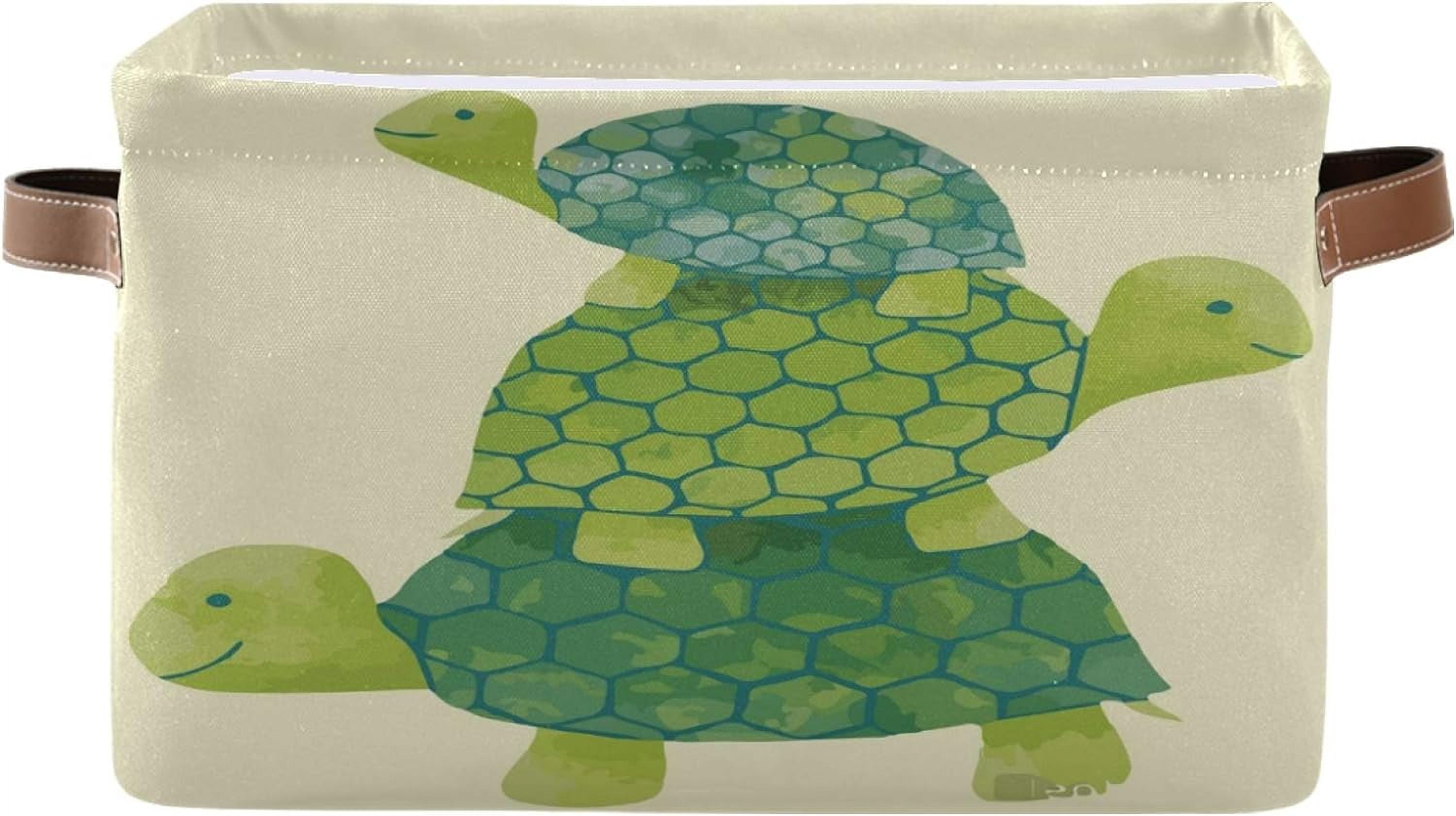 FREEAMG Cartoon Three Turtles Storage Basket, Durable Canvas Organizer ...