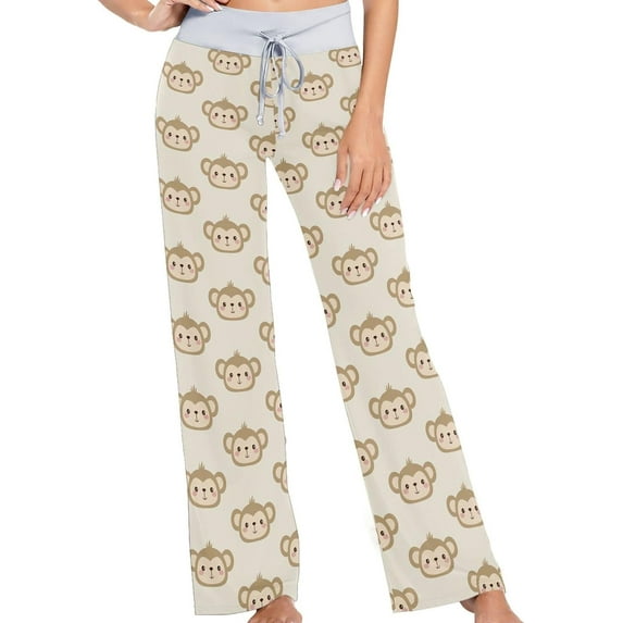 FREEAMG Chic Lifelike Floral Pattern Drawstring Lounge Wide Leg Pajama Sleepwear Bottom
