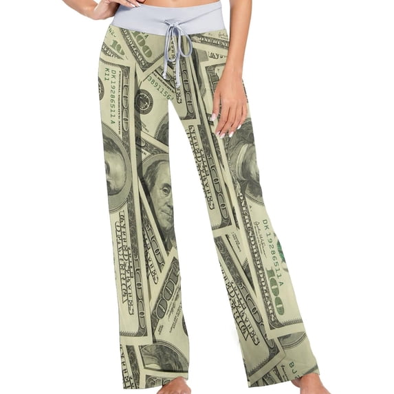 FREEAMG Chic Pattern Floral Drawstring Lounge Wide Leg Pajama Sleepwear Bottom