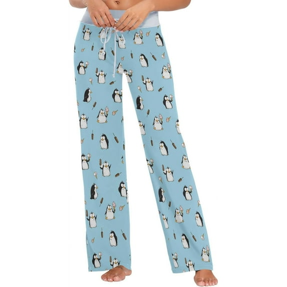 FREEAMG Chic Pattern Floral Drawstring Lounge Wide Leg Pajama Sleepwear Bottom