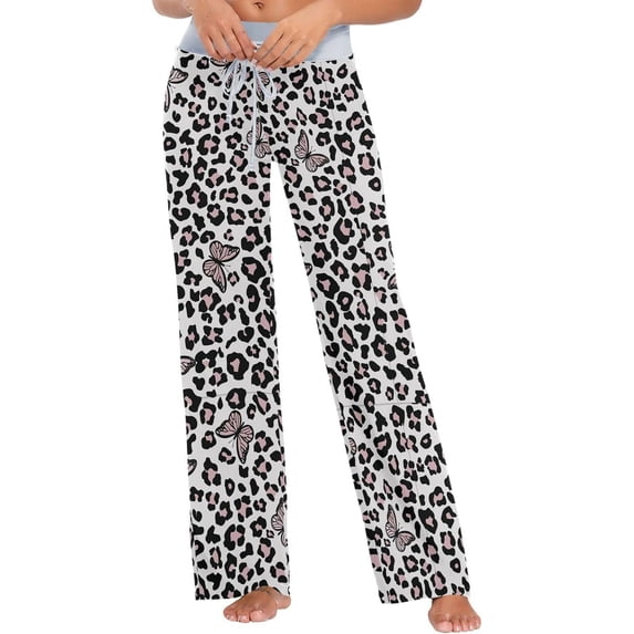FREEAMG Chic Pattern Floral Drawstring Lounge Wide Leg Pajama Sleepwear Bottom