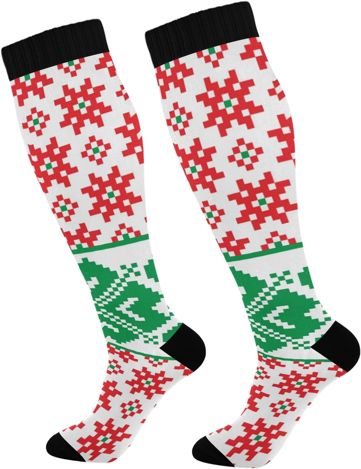 FREEAMG Christmas Compression Socks Women Men Long Stocking (20-30mmHg ...