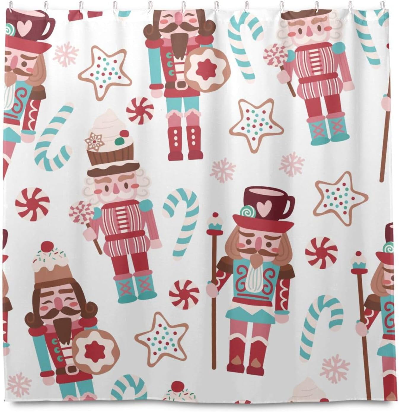 FREEAMG Christmas Cute Nutcracker Shower Curtain 72x72 Inch