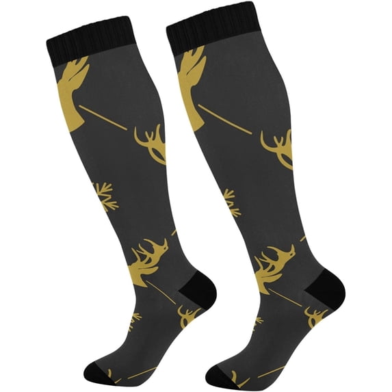 FREEAMG Christmas Decoration Compression Socks for Men & Women Running Stockings Knee High Socks for Gardening Running Cycling Travel and Climbing, 1 Pair