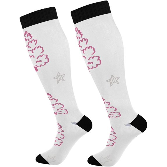 FREEAMG Christmas Decoration Compression Socks for Men & Women Running Stockings Knee High Socks for Gardening Running Cycling Travel and Climbing, 1 Pair