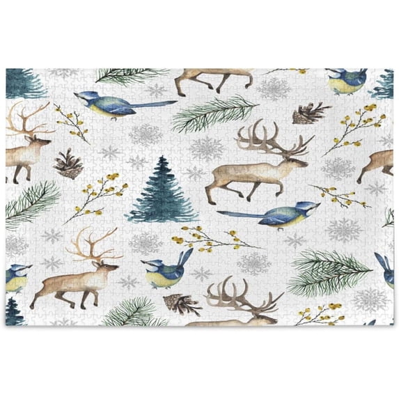 FREEAMG Christmas Deer Snowflake 500 Piece Jigsaw Puzzle for Adults, Family Game Intellective Toys Wall Art Work for Educational Gift Home Decor