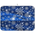 thumbnail image 1 of FREEAMG Christmas Dish Drying Mat Silver Snowflake Blue Xmas Microfiber Absorbent Drying Pad Heat Resistant Kitchen Island Protector Seasonal Gift Party Favors 16"× 18", 1 of 6