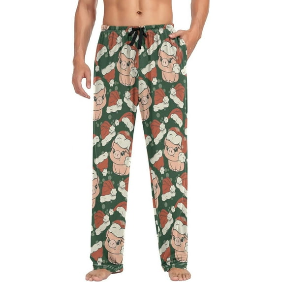 FREEAMG Christmas Men's Pajama Pants with Pockets Loose Lounge Sleepwear Long Pjs Bottoms