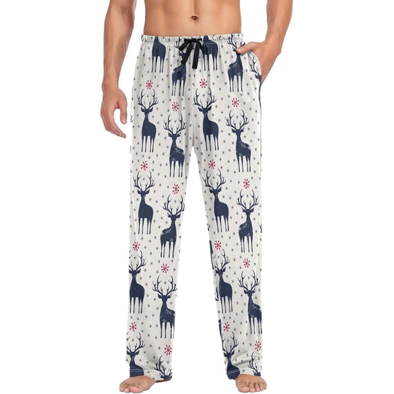 FREEAMG Christmas Men's Pajama Pants with Pockets Loose Lounge Sleepwear Long Pjs Bottoms