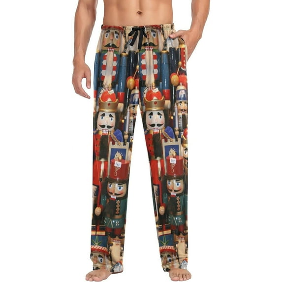 FREEAMG Christmas Men's Pajama Pants with Pockets Loose Lounge Sleepwear Long Pjs Bottoms