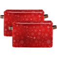 thumbnail image 1 of FREEAMG Christmas Snowflakes Deers Storage Basket with Handles Collapsible Storage Bins Canvas Fabric Storage Organizer for Shelves Closet Bedroom Living Room 2Pack, 1 of 7