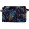 thumbnail image 1 of FREEAMG Collapsible Storage Basket Beautiful Peacock Feathers -b Rectangular Storage Bins Baskets Toys Storage Bins with Handles for Bedroom Home Office 2PCS, 1 of 7