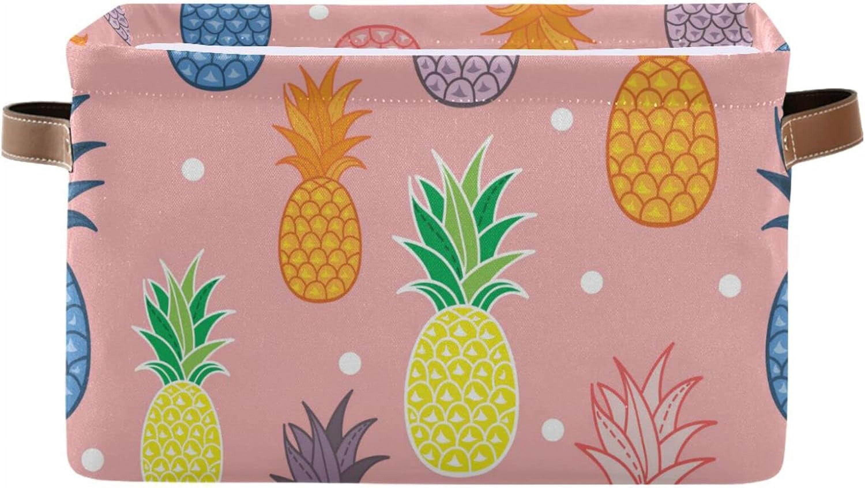 Collapsible Rectangular Case FREEAMG Collapsible Storage Basket Colorful Pineapple Rectangular ...
