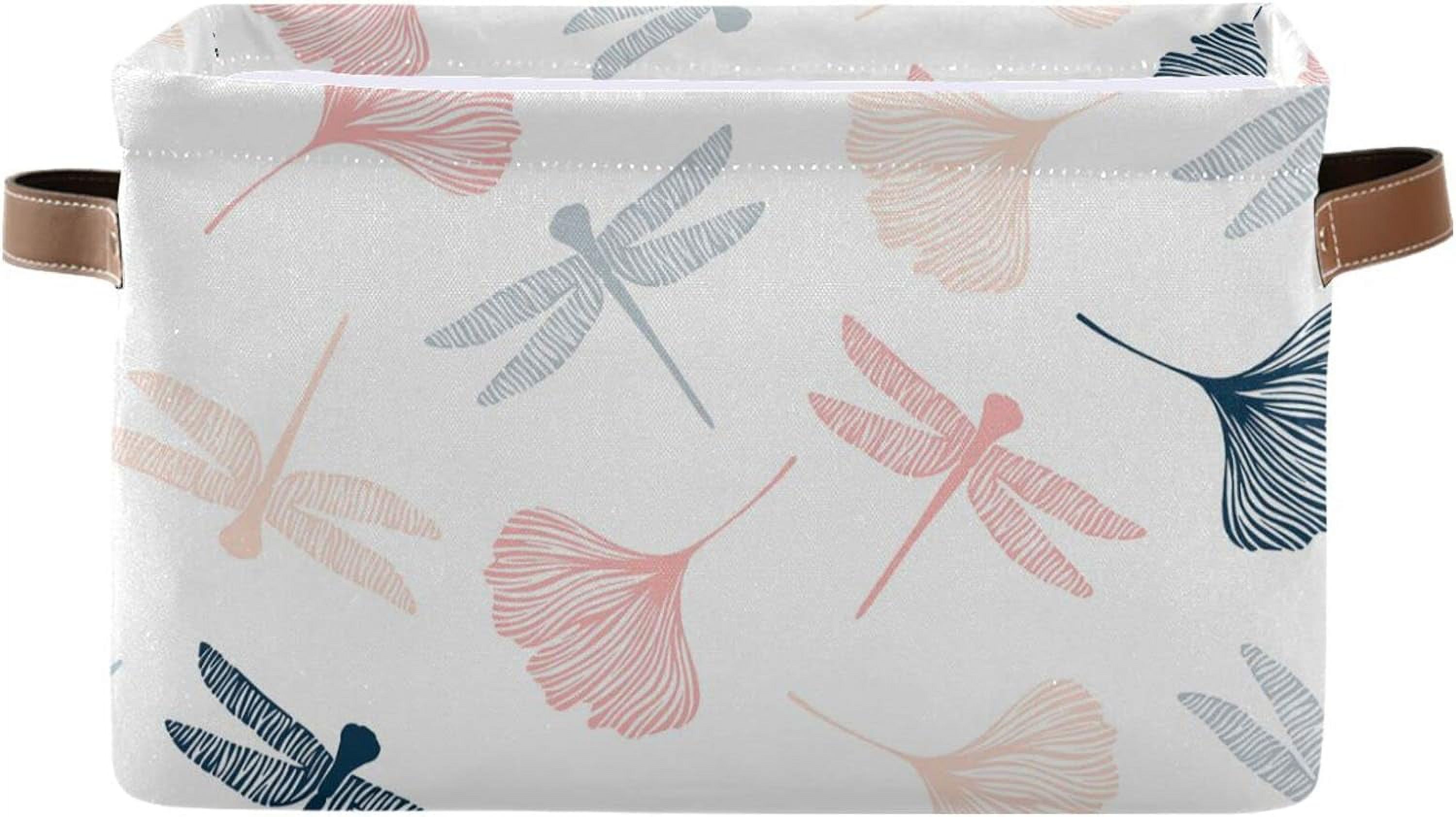 Collapsible Rectangular Case FREEAMG Collapsible Storage Basket Dragonflies and Ginkgo Leaves ...