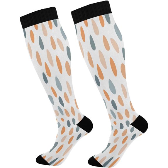 FREEAMG Color Dots Compression Socks for Women Men,Knee High Stockings for Athletic Sports,Running,Travel
