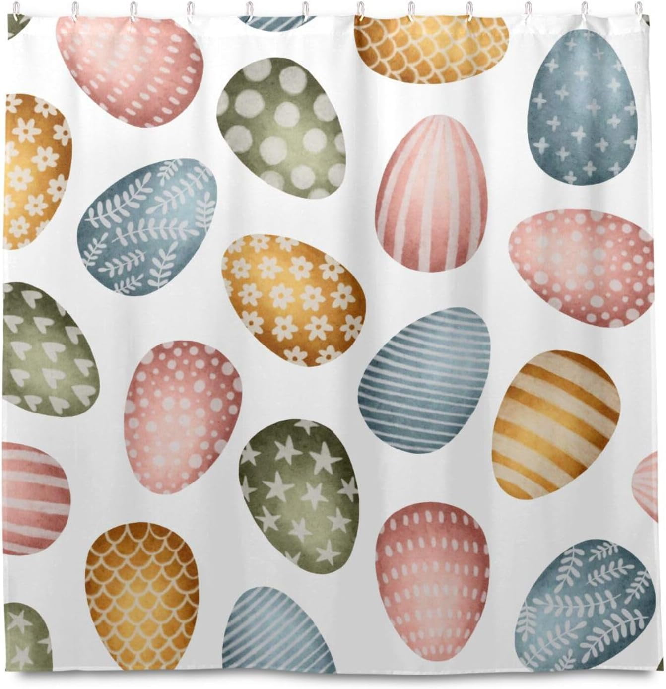 FREEAMG Colored Easter Eggs Shower Curtain 72x72 Inch Waterproof
