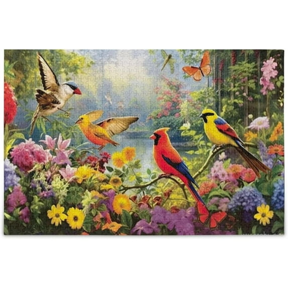 FREEAMG Colorful Bird Garden 1000 Piece Large Jigsaw Puzzle for Adults - Game Interesting Toys - Hand Made Puzzles Personalized Gift