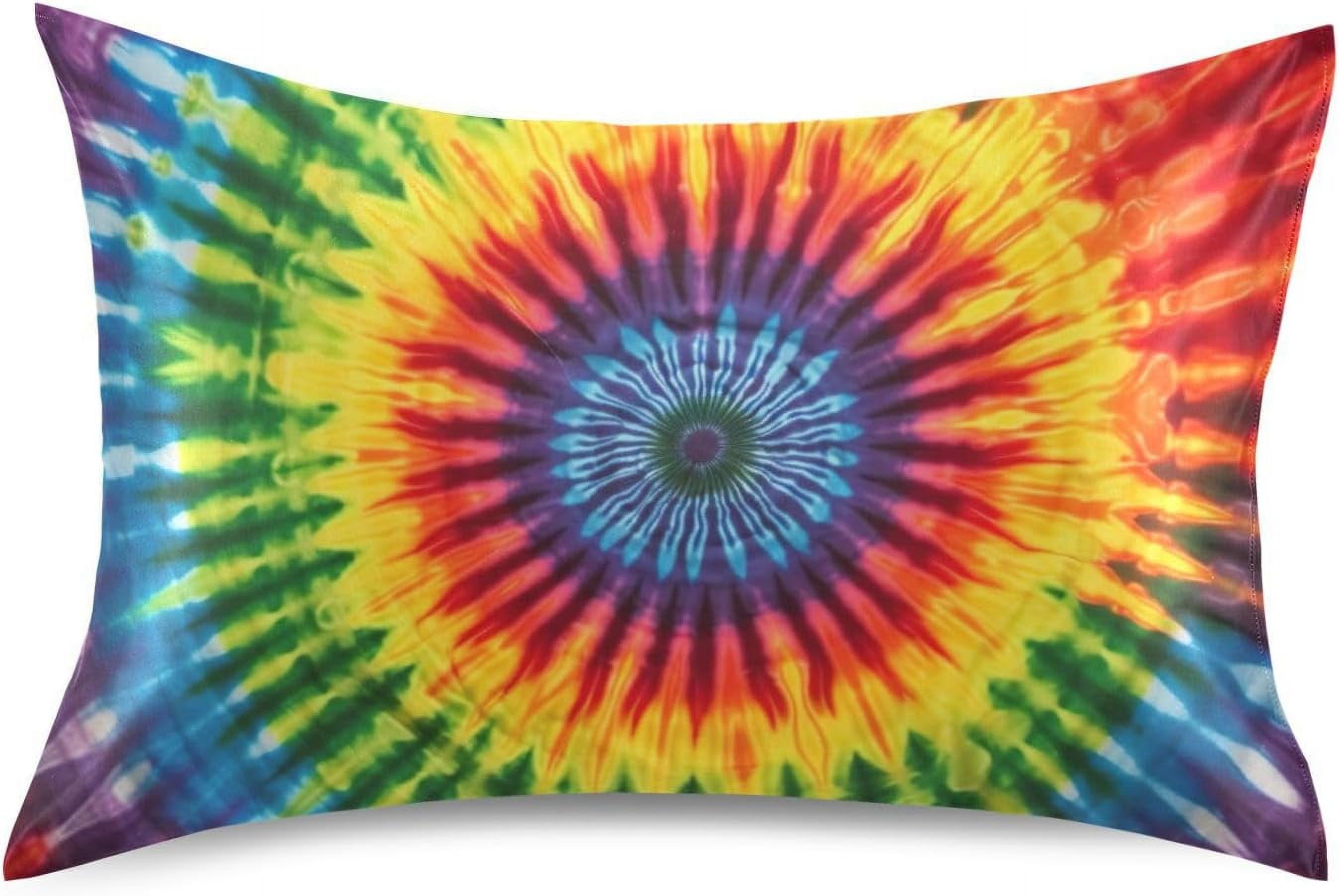 FREEAMG Colorful Tie Dyeing Pillowcase for Hair and Skin Silk Pillowcase Standard Size 20 ×26Inn