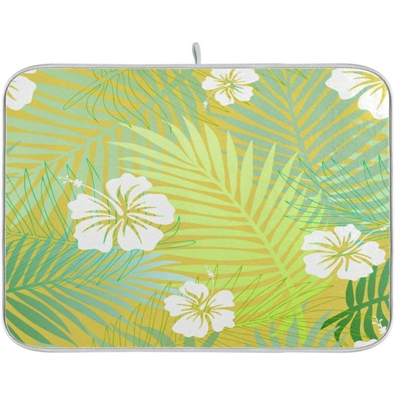 FREEAMG Colorful Tropical Dish Drying Mat Microfiber Drying Pad for Kitchen Counter Absorbent Mat Drying Pad Sink Mat 18 x 24 Inch