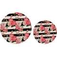 thumbnail image 1 of FREEAMG Cotton Beautiful Rose Flowers Stripes 2 Pcs Woven Pot Holder Trivets Set,Round Coasters Placemat for Cooking Baking Hot Dish Pan Pot Bowl Teapot(7/9 Inches), 1 of 5