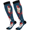 thumbnail image 1 of FREEAMG Cute Bear And Santa Compression Socks for Women Men,Knee High Stockings for Athletic Sports,Running,Travel, 1 of 7