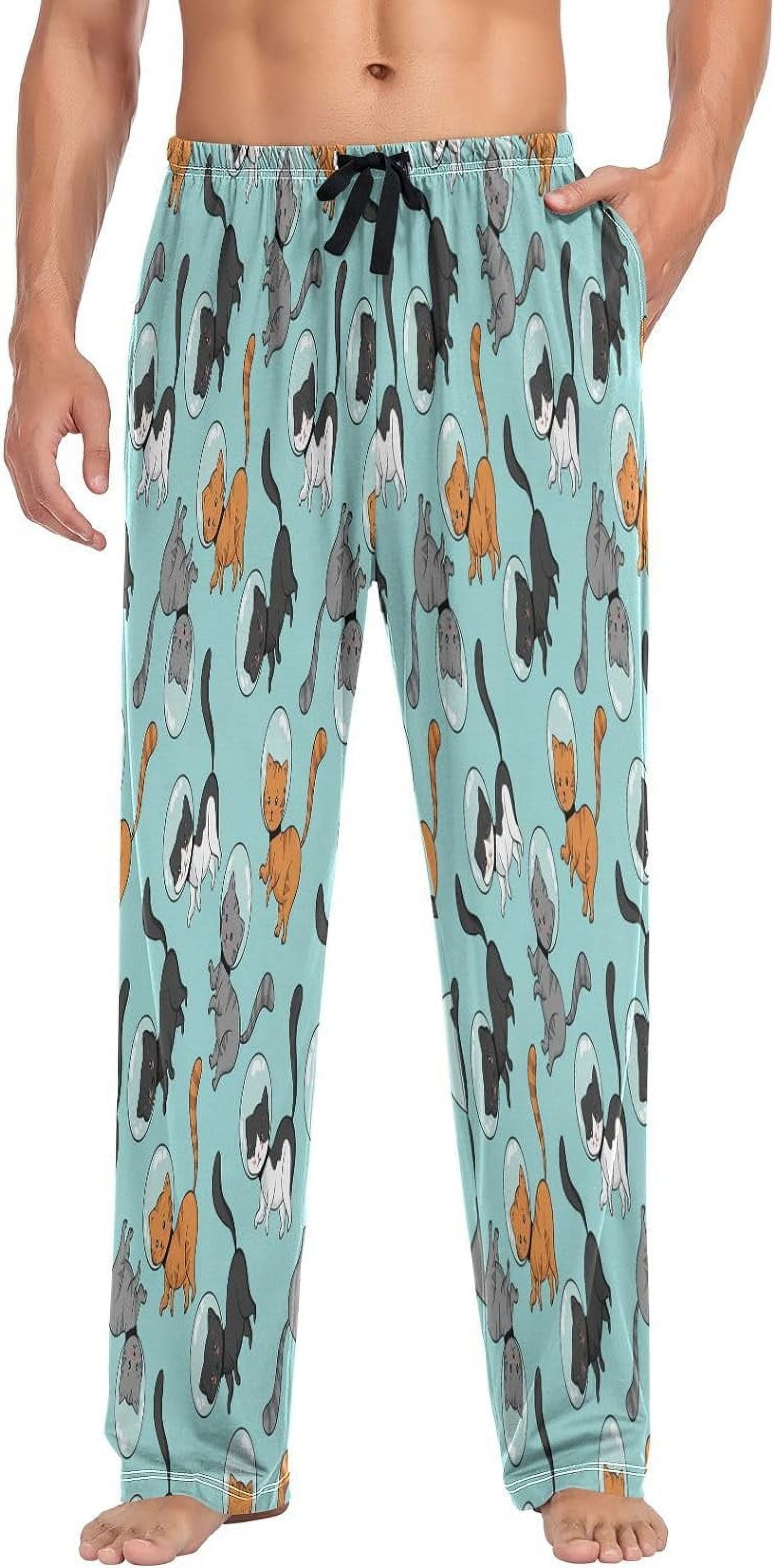 Mens pajama pants with cats on them sale