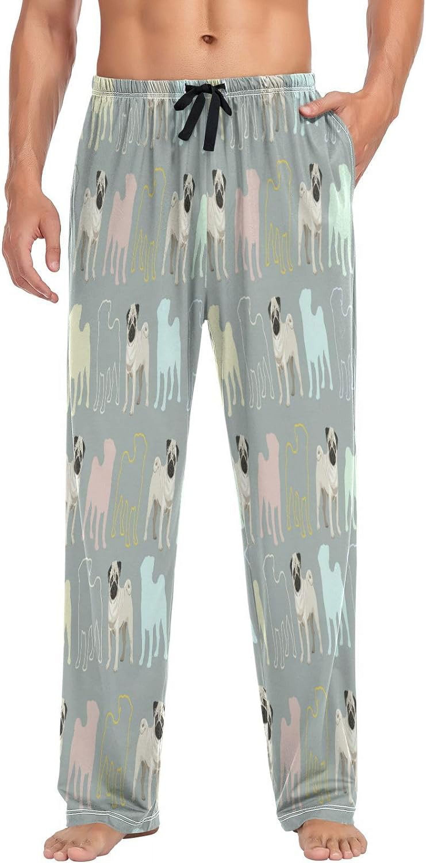 FREEAMG Cute Colored Pugs Pajama Pants for Men, Men's Separate Bottoms, Pure Cotton Comfortable