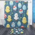 thumbnail image 1 of FREEAMG Cute Easter Chicks Bath Curtain Rugs Sets 2 Pcs, Bathroom Theme Set with Shower Curtain and Non-Slip Carpet -12 Hooks-60X72in, 1 of 7