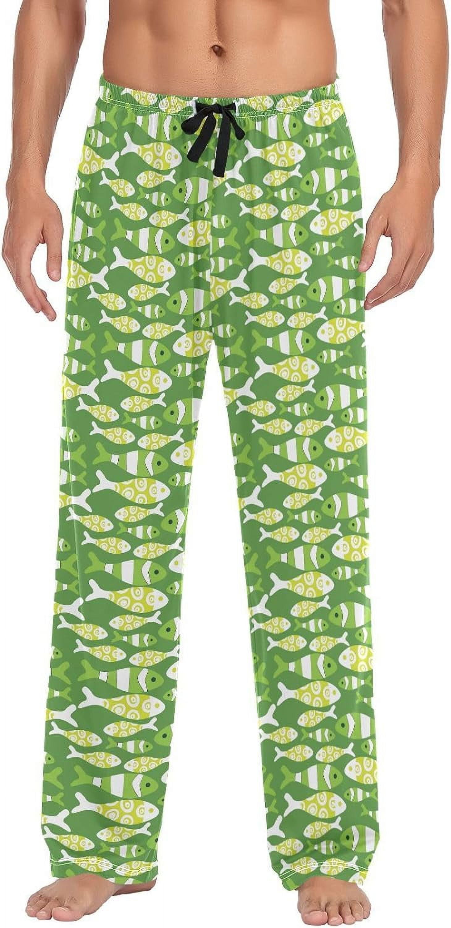 FREEAMG Cute Fish Pajama Pants for Men, Men's Separate Bottoms, Comfortable Sleep Lounge Pj