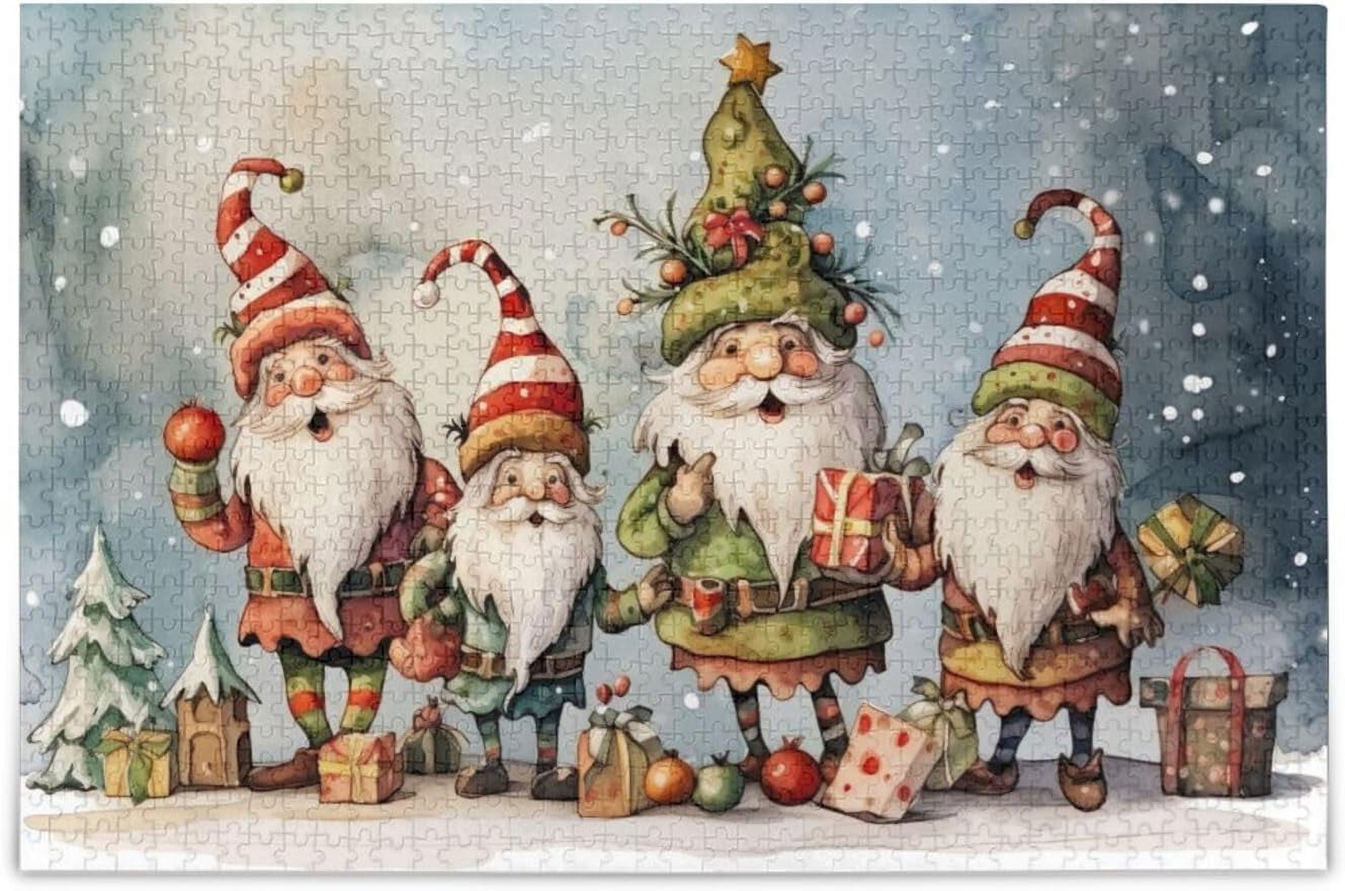 FREEAMG Cute Gnomes Christmas Puzzle 500 Pieces - Wooden Jigsaw Puzzles ...