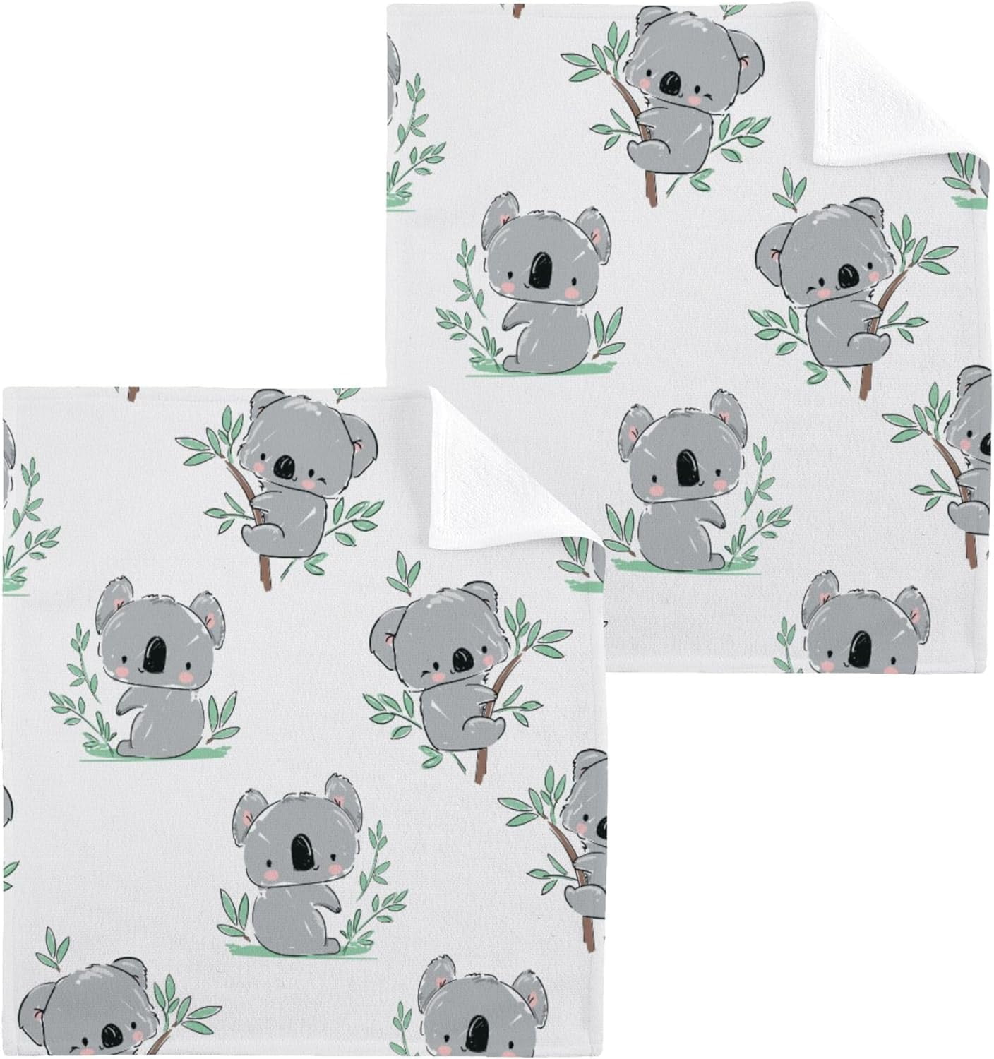 FREEAMG Cute Koala Washcloths Set of 412 X 12 Inch, Fast Drying Wash