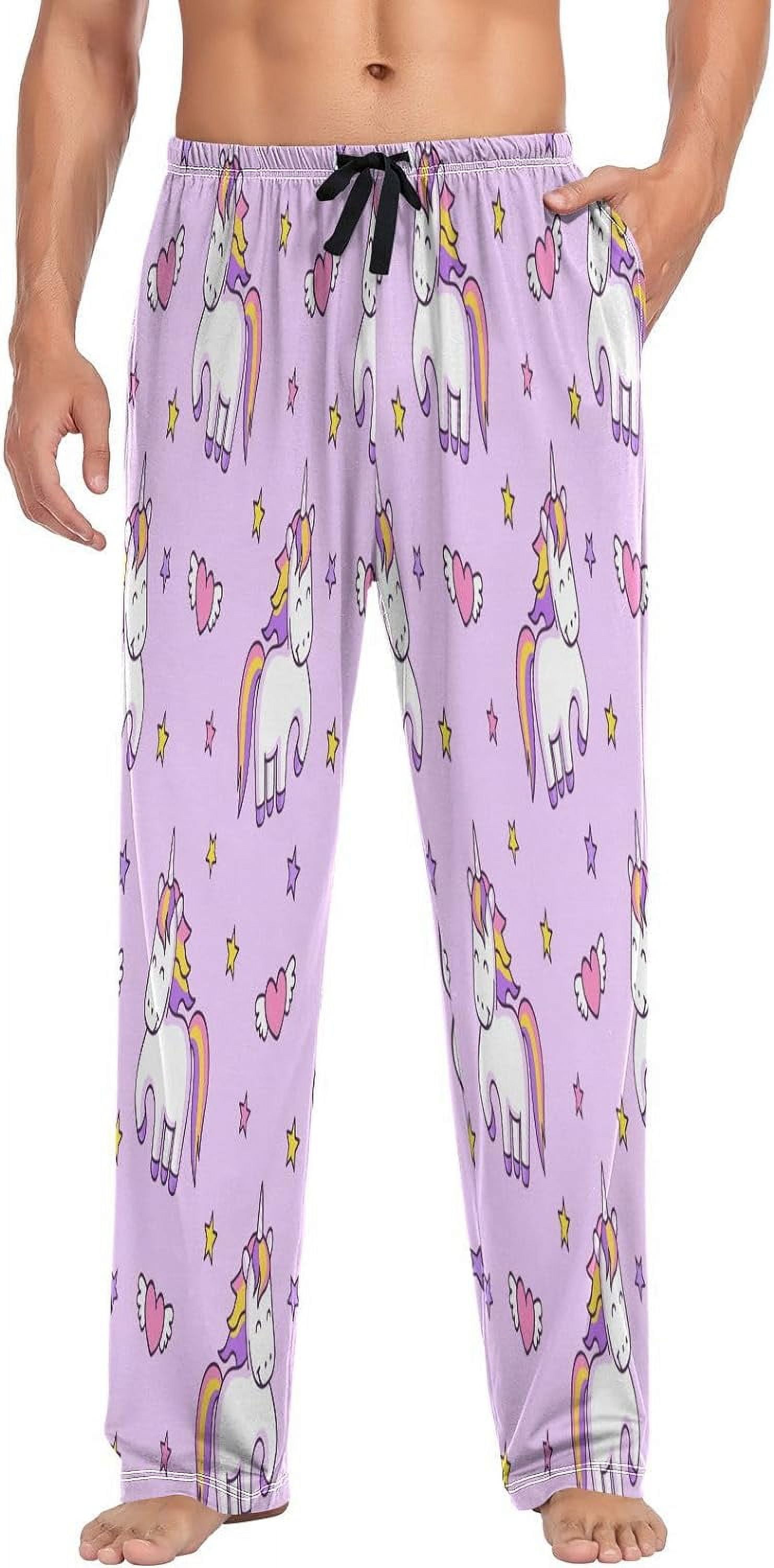 FREEAMG Cute Magic Unicorns Pajama Pants for Men, Men's Separate