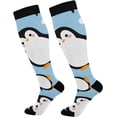 thumbnail image 1 of FREEAMG Cute Penguin Compression Socks for Men & Women Knee High Stockings for Running, Sport, Hiking & Travel, 1 of 7