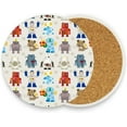 thumbnail image 1 of FREEAMG Cute Robot Pattern Coasters for Drinks Set of 2, Absorbent Ceramic Drink Coaster with Cork Base for Wooden Coffee Table, Cool Housewarming Gift for Home Decor, 1 of 5