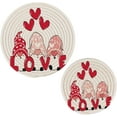 thumbnail image 1 of FREEAMG Cute Valentine's Day Gnome Elf Trivet Pot Holder,Round Woven Potholders Set 2PCS-Braided Hot Pads - Coasters - Table Mats for Cooking and Baking68, 1 of 7