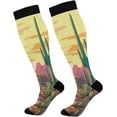 thumbnail image 1 of FREEAMG Desert Cactus Compression Socks Women Men Knee High Stockings for Sports,Running,Travel 1Pair, 1 of 7