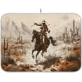 thumbnail image 1 of FREEAMG Dish Drying Mat Western Desert Cowboy Absorbent Dry Mats for Dishes Draining Pad for Kitchen Countertop 18" x 24", 1 of 7