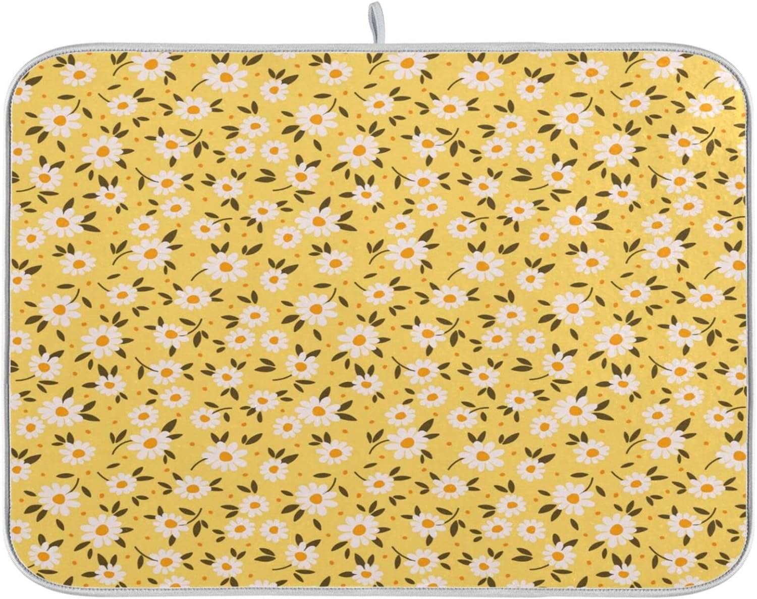 FREEAMG Dish Drying Mat Yellow Daisy Flower Absorbent Dry Mats for