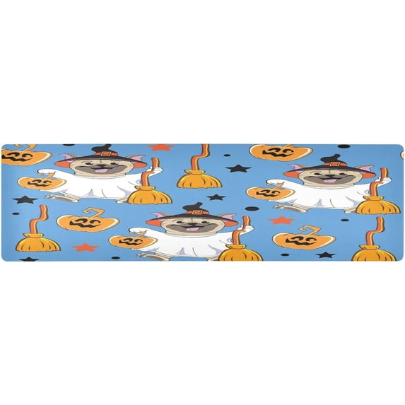 FREEAMG Dog Ghost Pumpkin Long Trivet Table Runner Non-Slip Heat Resistant Table Protector Waterproof Easy to Clean Halloween Puppy Hot Pads Pot Holder Table Mats