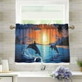 thumbnail image 1 of FREEAMG Dolphin Half Window Tier Curtains 24 Inch Blackout Thermal Insulating Kitchen Linen Tier Curtains for Kitchen,Bathroom,Cafe, 1 of 7