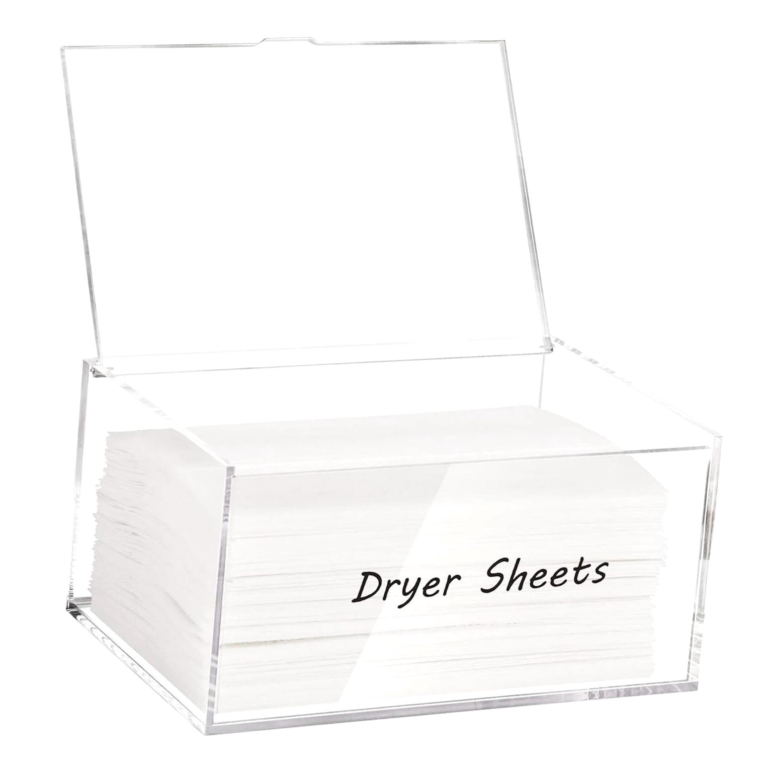 Kaimenhong Acrylic Dryer Sheet Holder With Bamboo Lid - Laundry Pods Container, Fabric Sheet Dispenser & Organizer With Labels